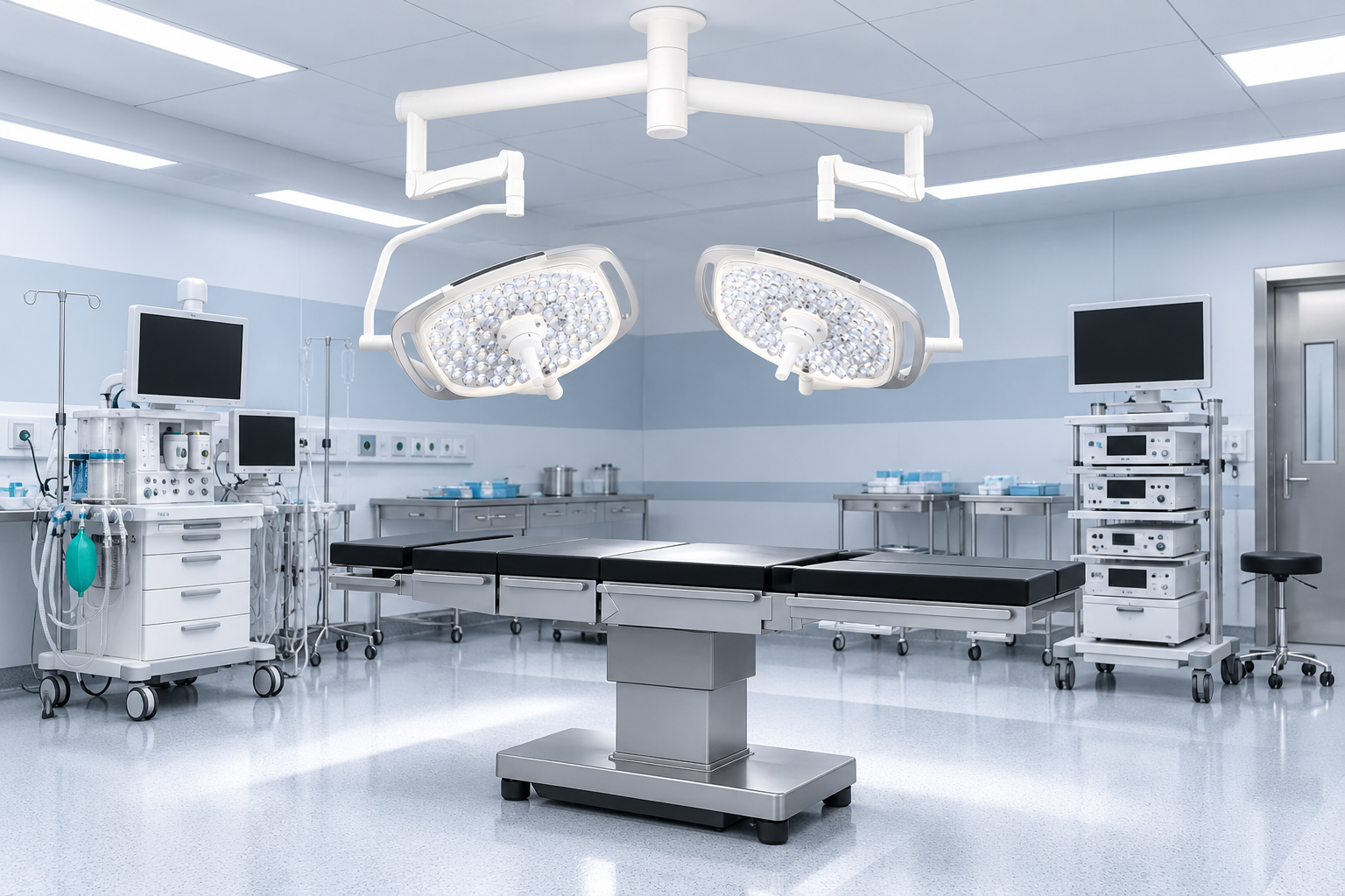 Équipements de bloc opératoire Alphacomed : table chirurgicale et éclairages opératoires